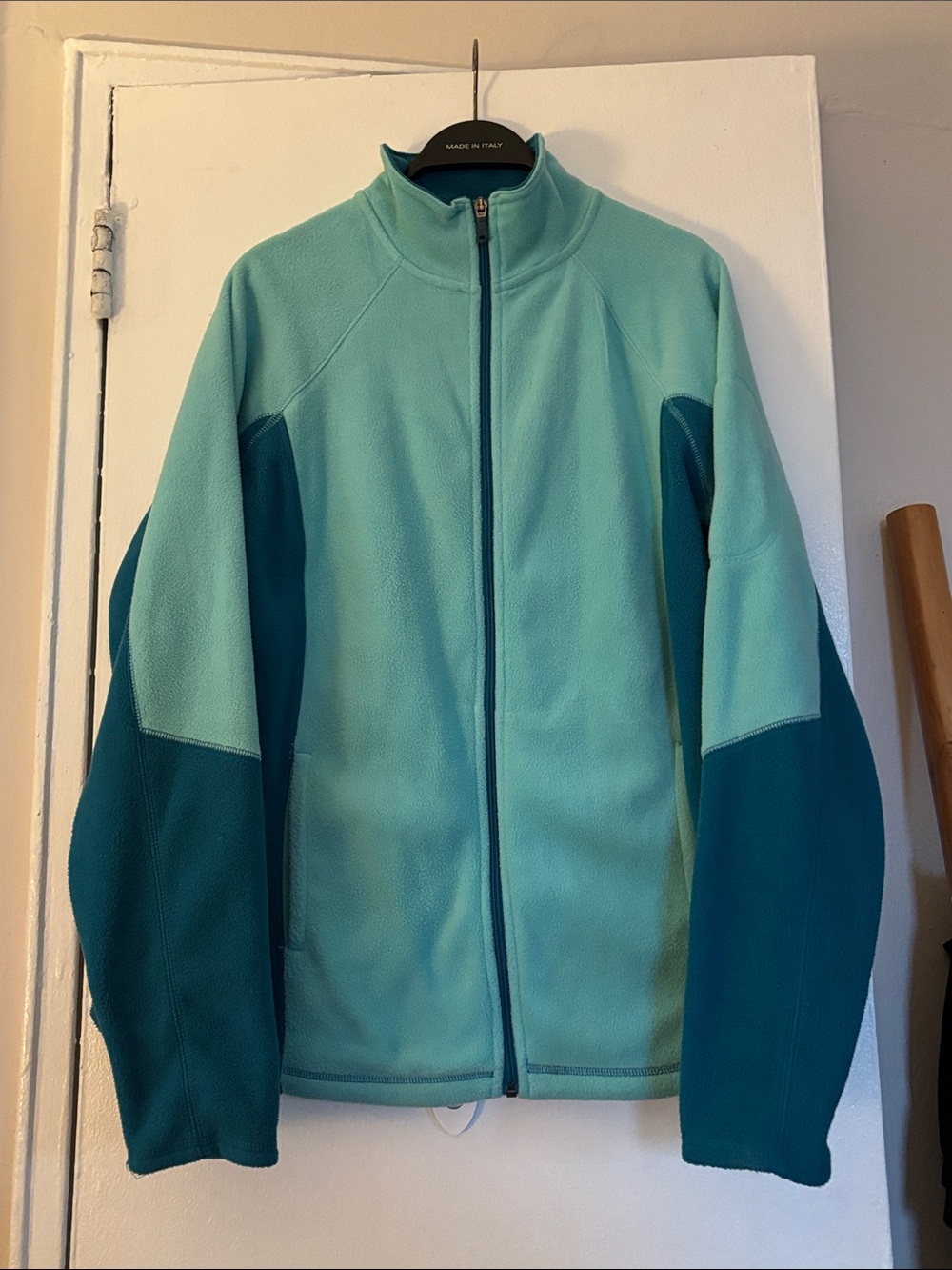 Teal Two-Tone Full-Zip Fleece Jacket